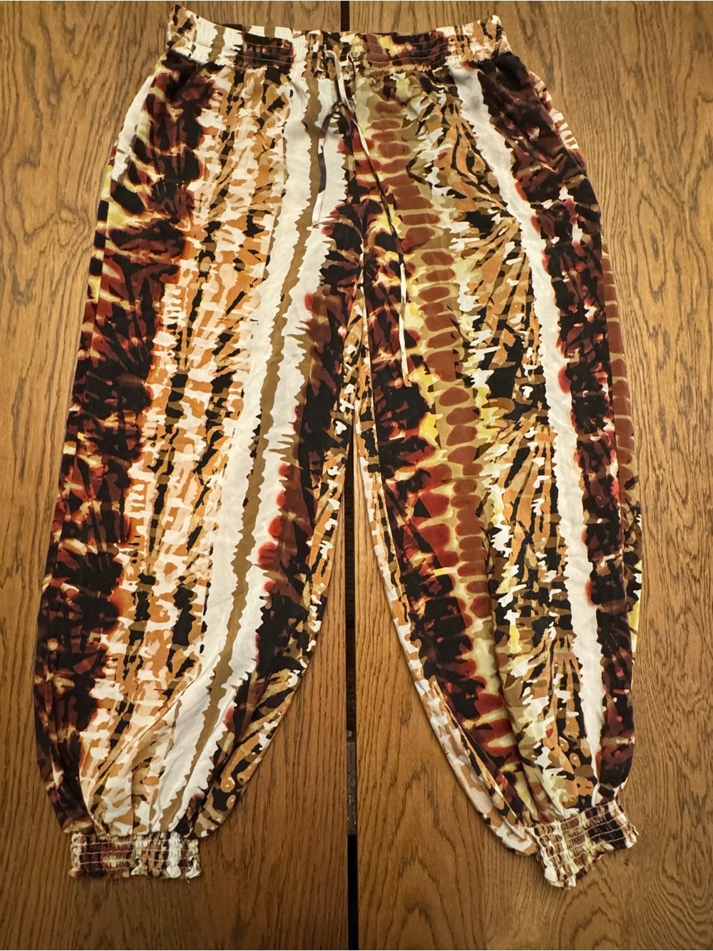 Da-Nang Women's‎ Boho Pants 100% Silk Elastic Waist Harem Size Medium